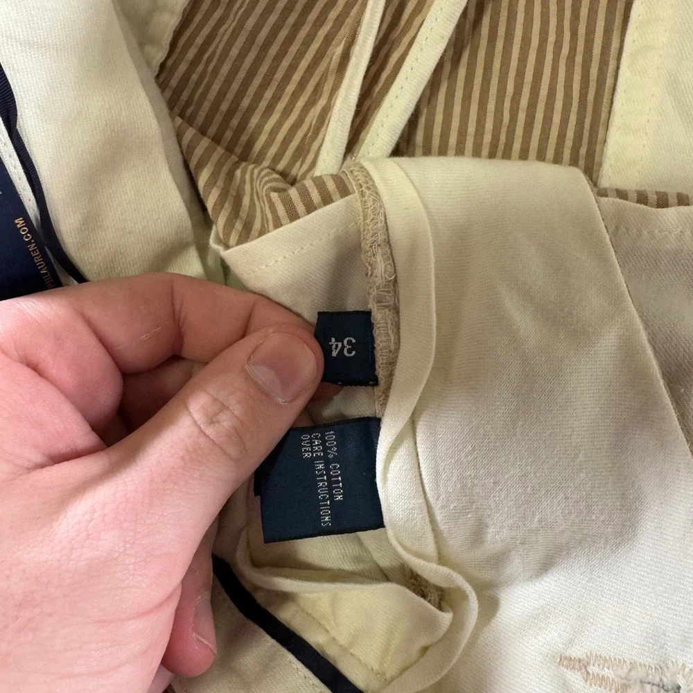 Y2K Polo Ralph Lauren Striped Chino Shorts‎ Men's Size 34 Waist 10